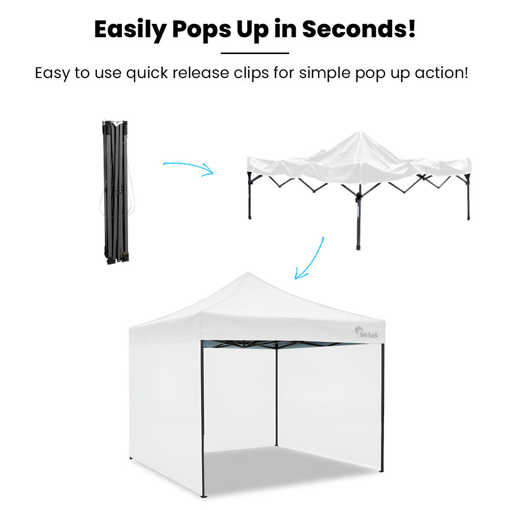 3x3m Premium Pop Up Gazebo Marquee, Patented Steel Cable Canopy Support System, Wheeled Carry Bag, Side Walls, UV Block, Reinforced Frame, White