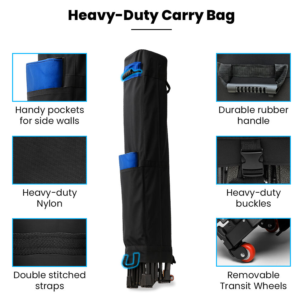 3x3m Premium Pop Up Gazebo Marquee, Patented Steel Cable Canopy Support System, Wheeled Carry Bag, Side Walls, UV Block, Reinforced Frame, White