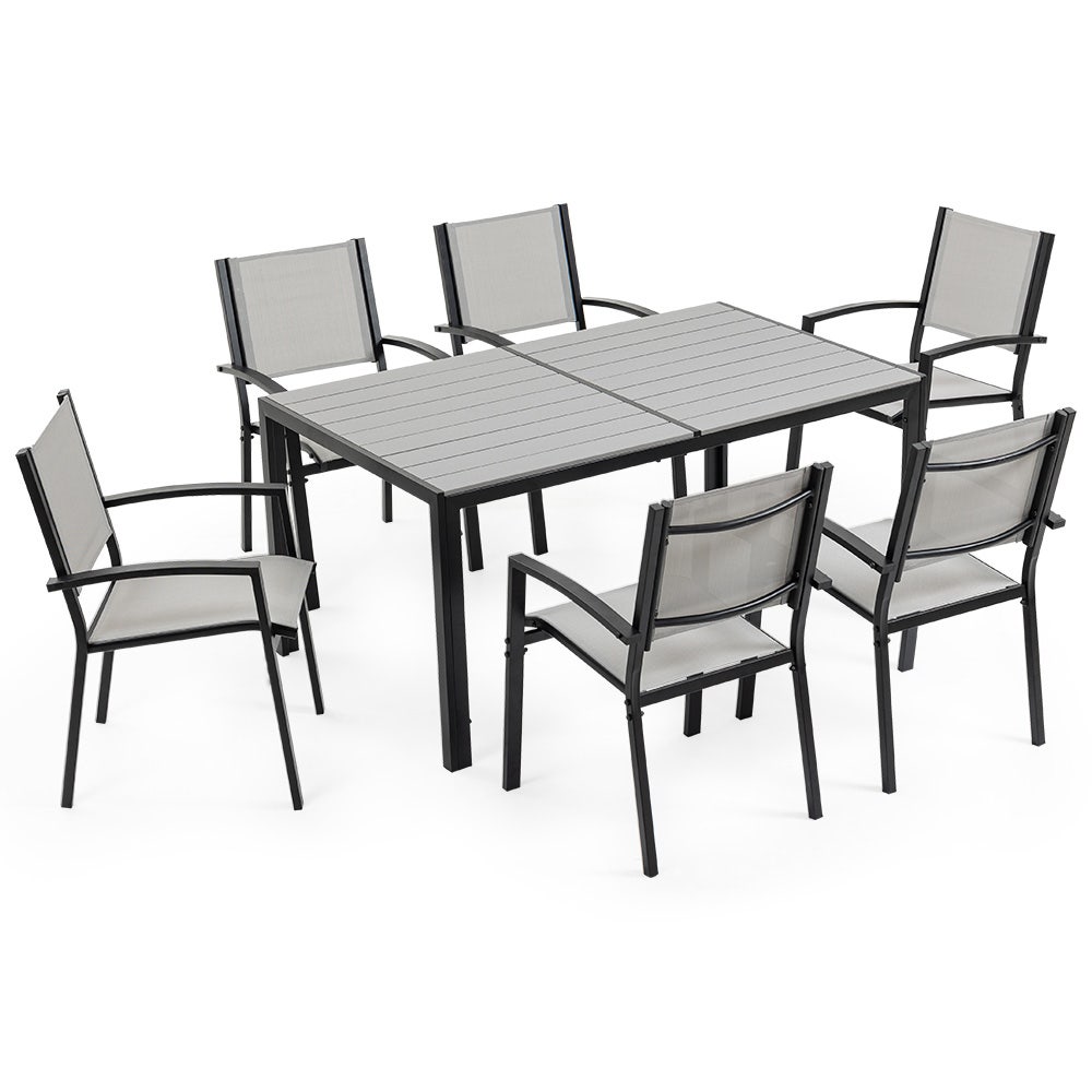 7pc Outdoor Dining Furniture Set, Table and Chairs Setting for Outside