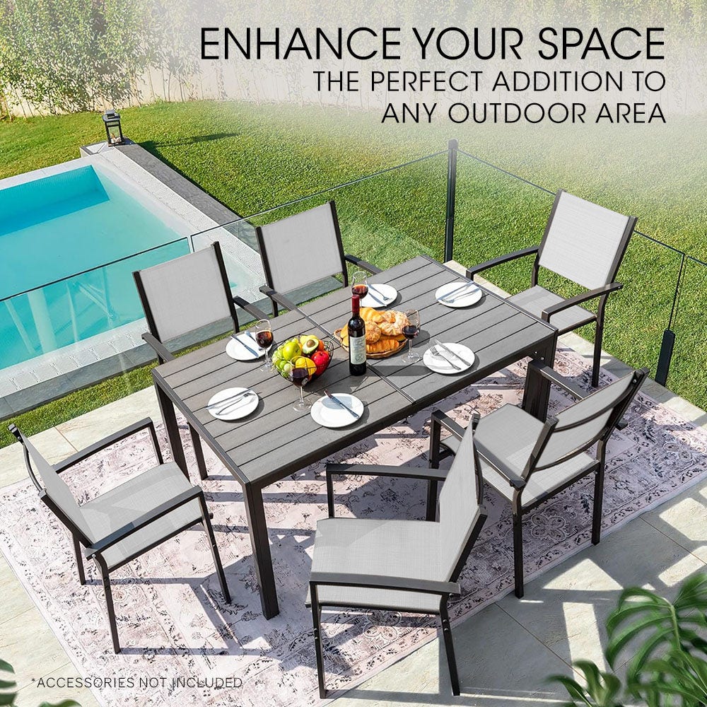 7pc Outdoor Dining Furniture Set, Table and Chairs Setting for Outside