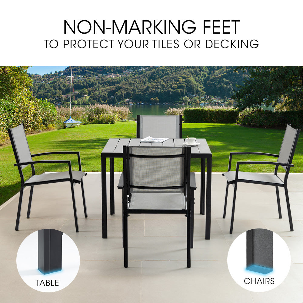 Fortia 5pc Outdoor Dining Furniture Set, 90 x 90cm Table and Chairs Setting for Outside