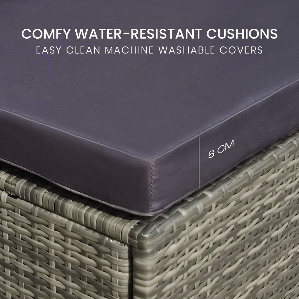 3 Seater Modular Outdoor Lounge Setting incl. Ottoman, Grey