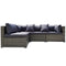 4 Seater Modular Outdoor Lounge Sofa Setting, Grey