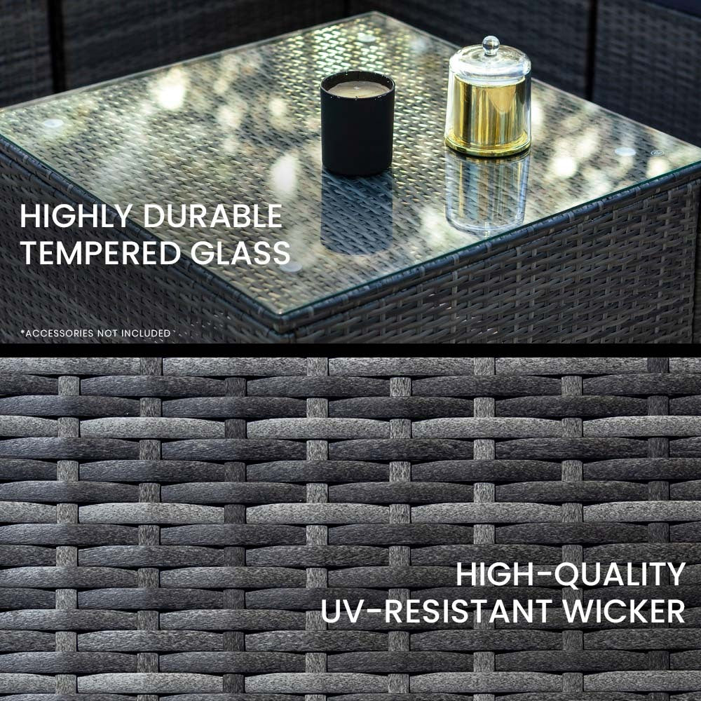 4 Seater Modular Outdoor Lounge Setting with Coffee Table, Ottomans, Grey