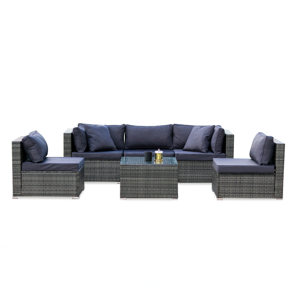 5 Seater Modular Outdoor Lounge Setting with Coffee Table, Grey