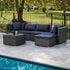 5 Seater Modular Outdoor Lounge Setting with Coffee Table, Ottoman, Grey