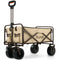 106L Electric Folding Pull Cart, Powerful Easy Hill Climbing, All-terrain Wheels, Wagon for Beach Camping Shopping, Cream