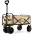 106L Electric Folding Pull Cart, Powerful Easy Hill Climbing, All-terrain Wheels, Wagon for Beach Camping Shopping, Cream