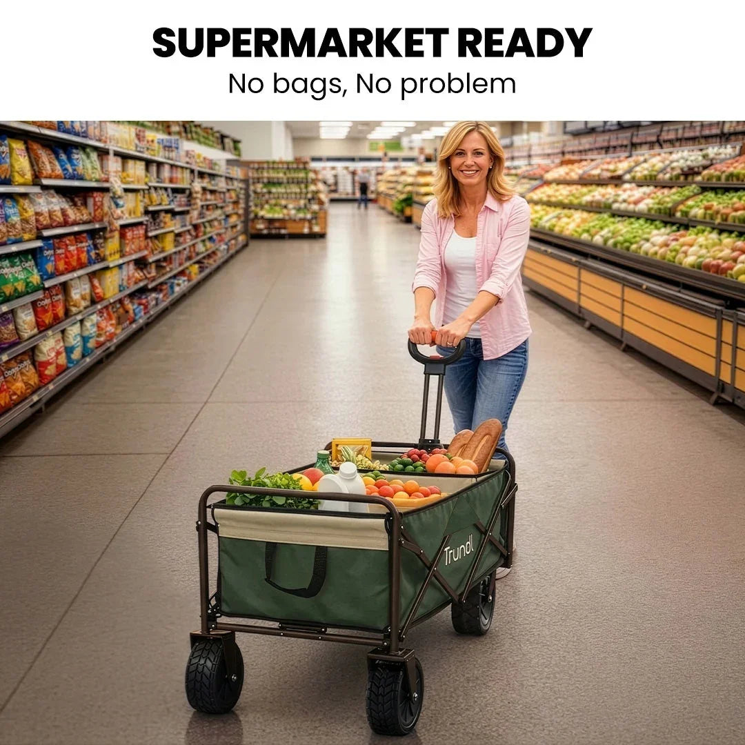 106L Electric Folding Pull Cart, Powerful Easy Hill Climbing, All-terrain Wheels, Wagon for Beach Camping Shopping, Green
