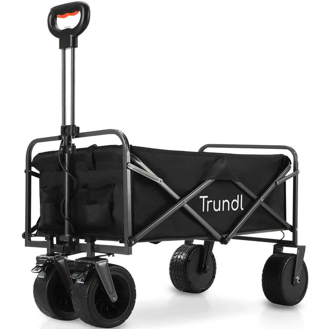 106L Electric Folding Pull Cart, Powerful Easy Hill Climbing, All-terrain Wheels, Wagon for Beach Camping Shopping, Black