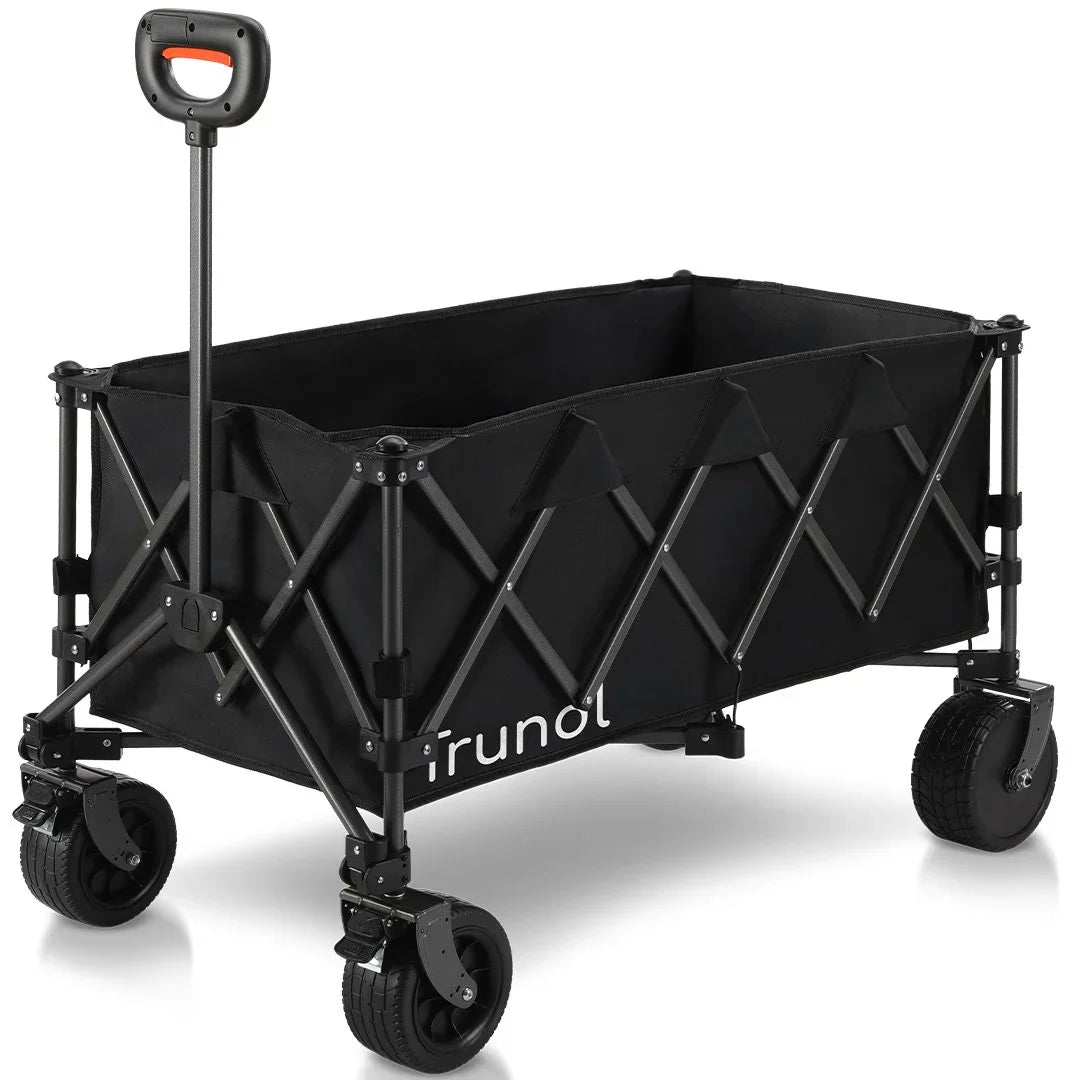 180L XL Electric Folding Pull Cart, Powerful Easy Hill Climbing, All-terrain Wheels, Wagon for Beach Camping Shopping, Black