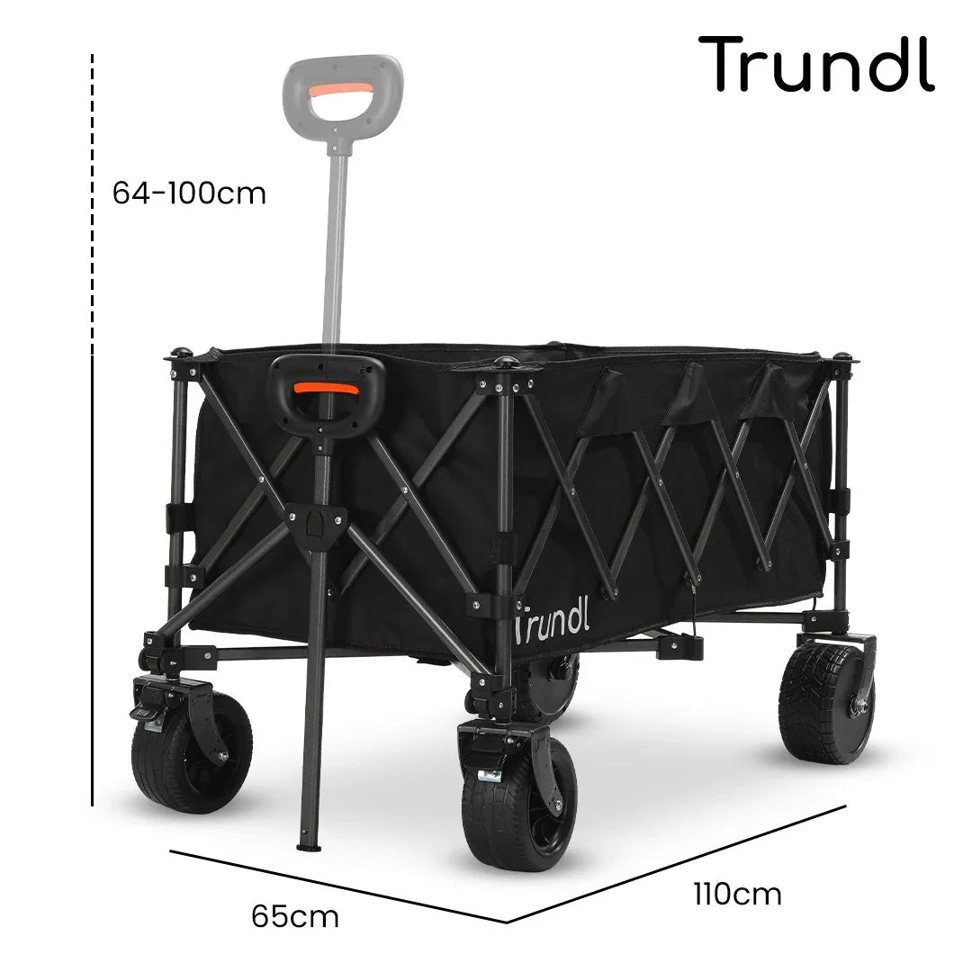 180L XL Electric Folding Pull Cart, Powerful Easy Hill Climbing, All-terrain Wheels, Wagon for Beach Camping Shopping, Black