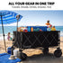 180L XL Electric Folding Pull Cart, Powerful Easy Hill Climbing, All-terrain Wheels, Wagon for Beach Camping Shopping, Black