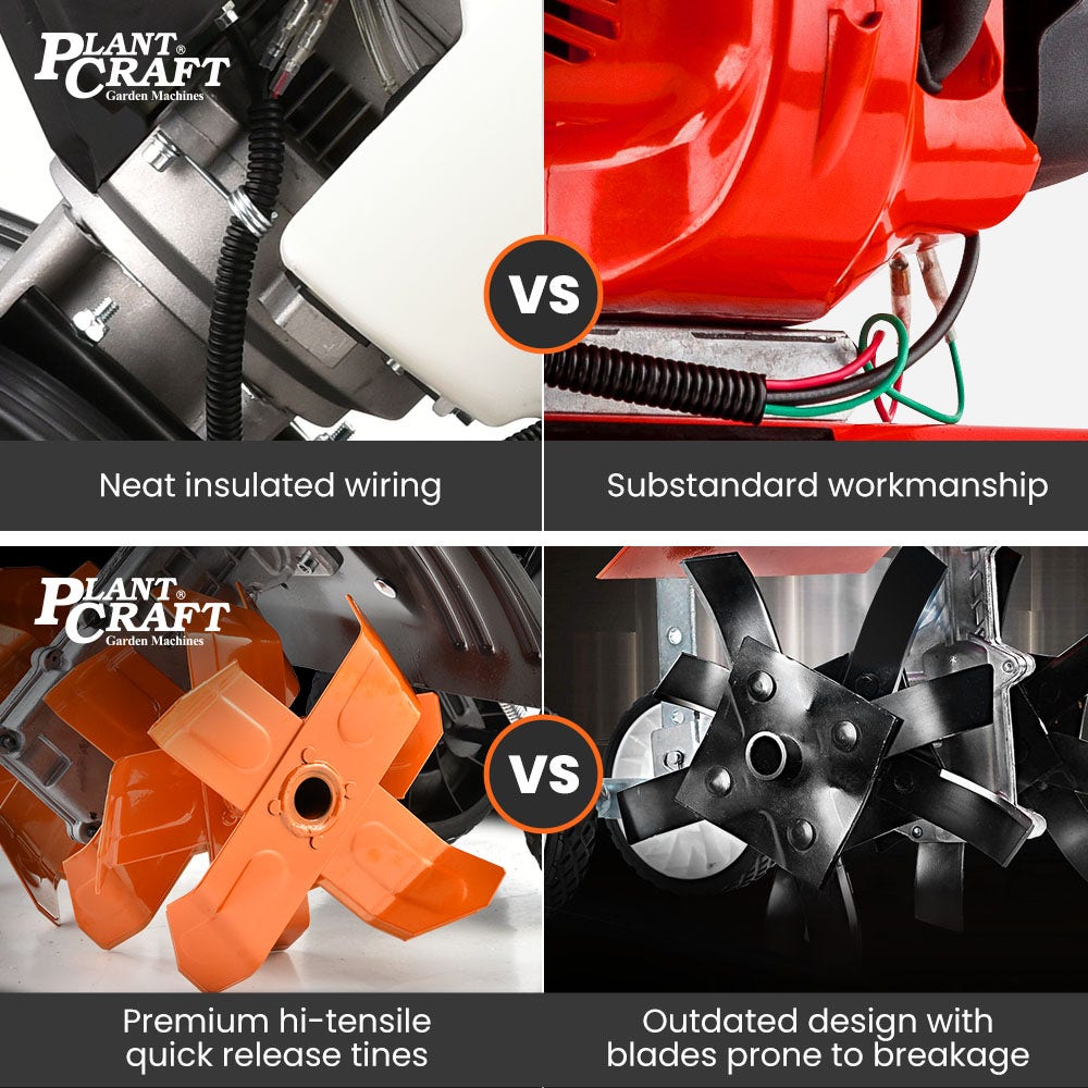 PLANTCRAFT 46CC Garden Cultivator Tiller Handheld 15