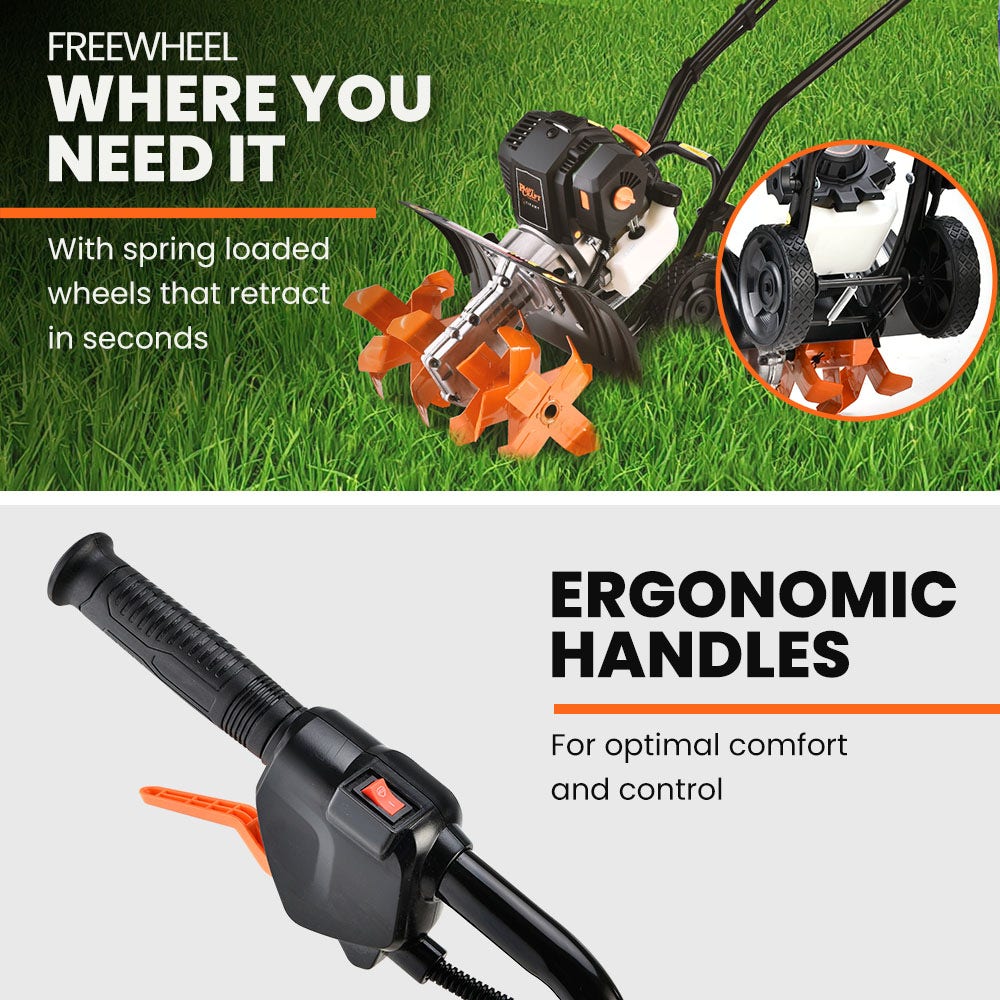 PLANTCRAFT 46CC Garden Cultivator Tiller Handheld 15