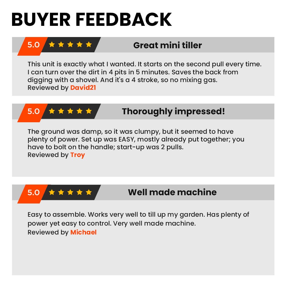 PLANTCRAFT 46CC Garden Cultivator Tiller Handheld 15