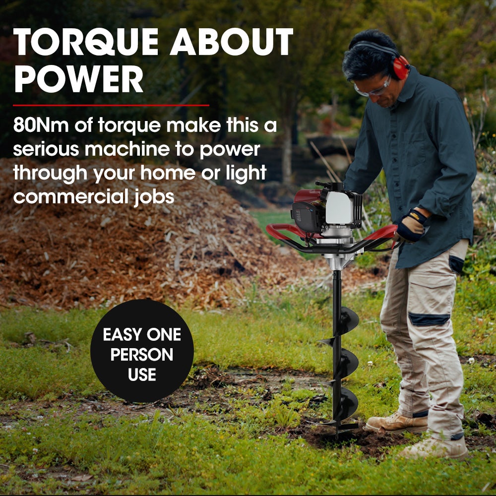 BPX-1400 38cc 4-Stroke Petrol Post Hole Digger, 150mm Auger w/ 600mm Extension Shaft