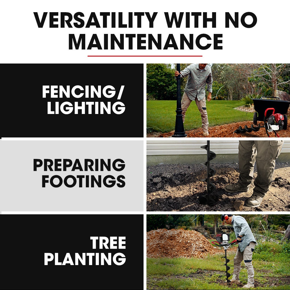 BPX-1400 38cc 4-Stroke Petrol Post Hole Digger, 150mm Auger w/ 600mm Extension Shaft