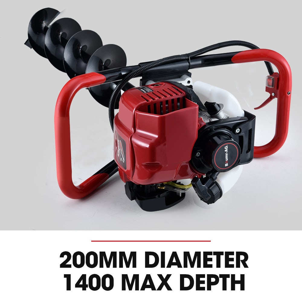 BPX-1400 38cc 4-Stroke Petrol Post Hole Digger, 150mm Auger w/ 600mm Extension Shaft