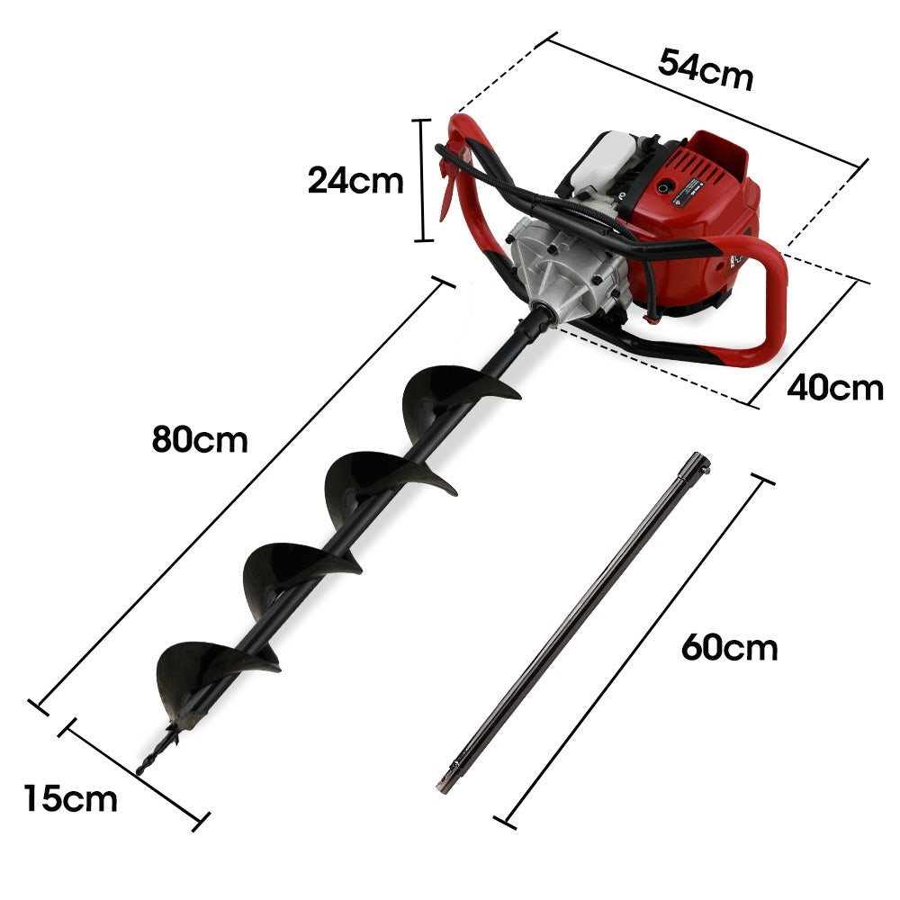 BPX-1400 38cc 4-Stroke Petrol Post Hole Digger, 150mm Auger w/ 600mm Extension Shaft