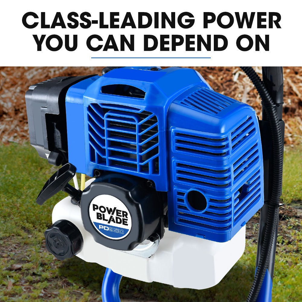 PD950 52cc 2-Stroke Petrol Post Hole Digger, w/ 3 Auger bits, 600mm Extension Shaft