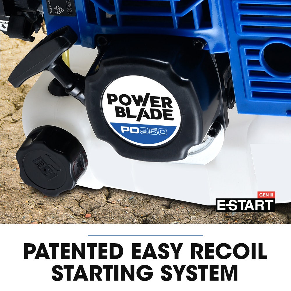 PD950 52cc 2-Stroke Petrol Post Hole Digger, w/ 3 Auger bits, 600mm Extension Shaft