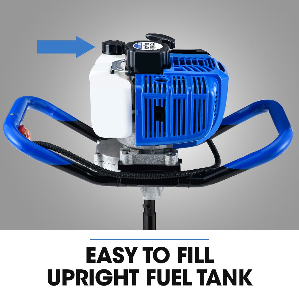 PD950 52cc 2-Stroke Petrol Post Hole Digger, w/ 3 Auger bits, 600mm Extension Shaft