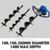 PD950 52cc 2-Stroke Petrol Post Hole Digger, w/ 3 Auger bits, 600mm Extension Shaft