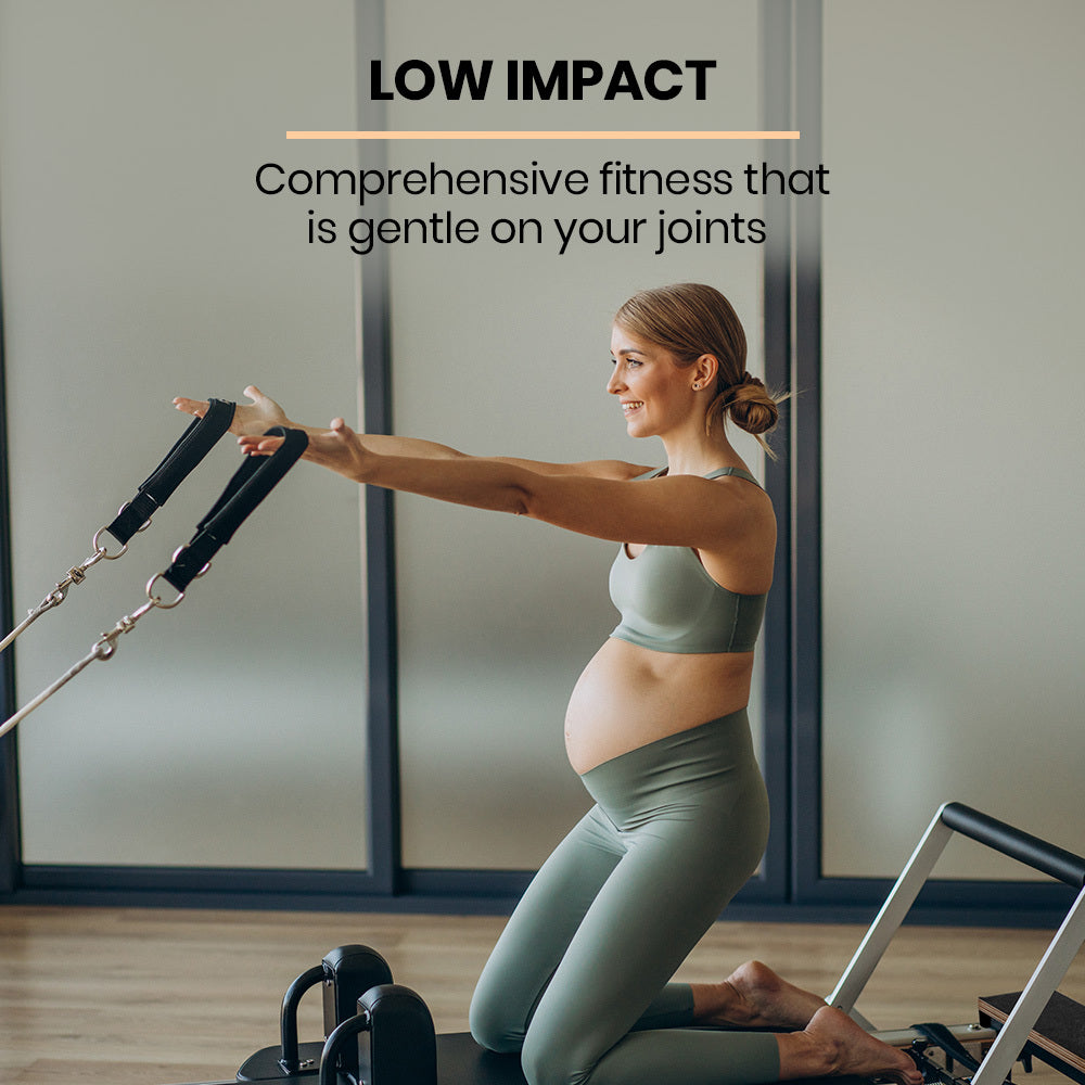 Wooden Pilates Reformer Machine, Stretch Bed with box and jump board accessories