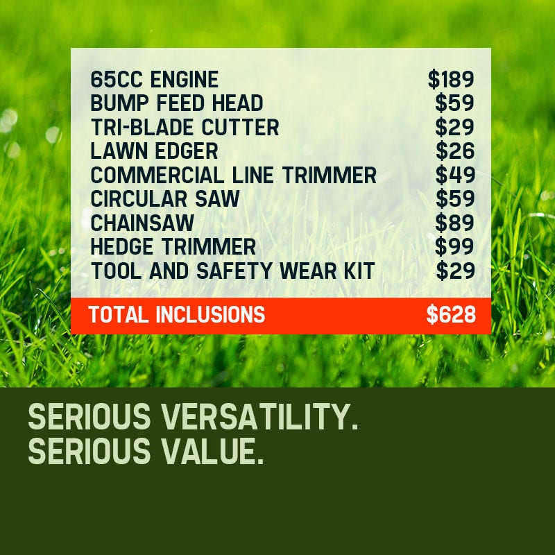 BAUMR-AG 65cc 7in1 Long Reach Garden Multi-tool, Pole Saw, Hedge & Line Trimmer, Brush Cutter, 12