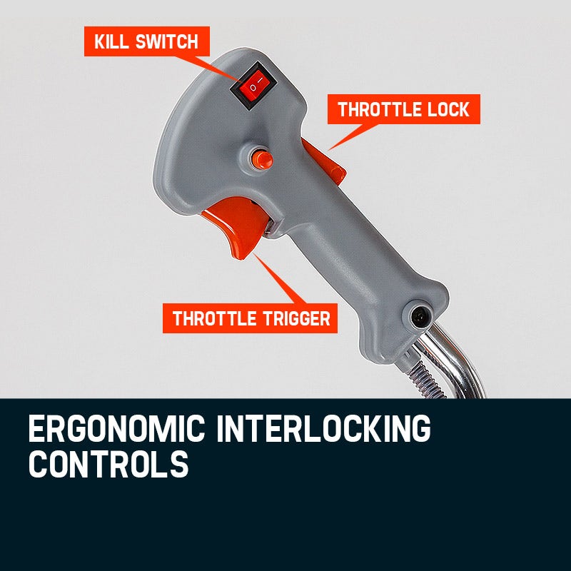 MTM 62cc 7in1 Brush Cutter Long Reach Garden Multi-Tool , Pole Trimmer, Hedge & Line Trimmer, 12