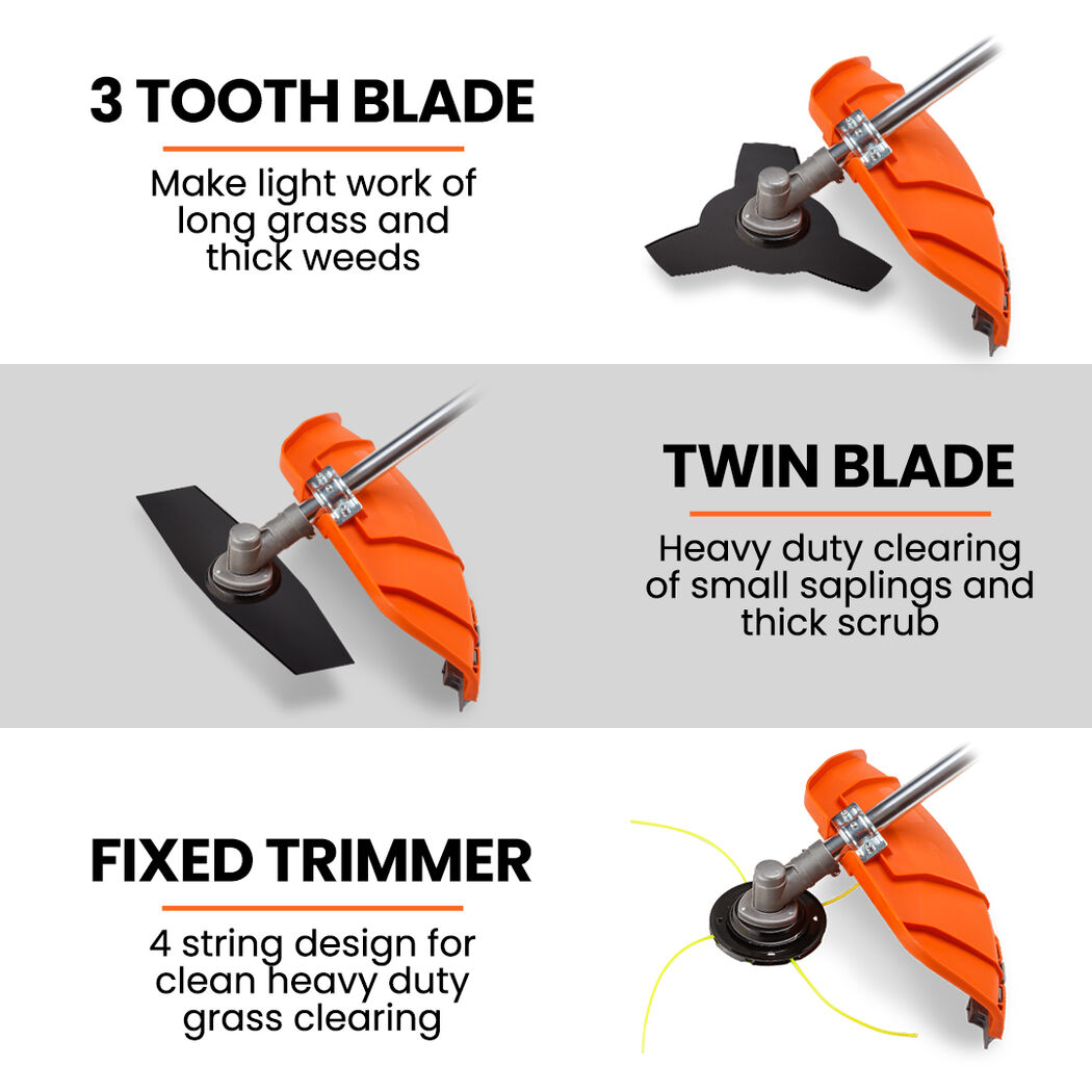 62cc 7in1 Brush Cutter Long Reach Garden Multi-Tool , Pole Trimmer, Hedge & Line Trimmer, 12