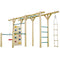 Ultimate Outdoor Monkey Bars Playset Frame, with Climbing Wall, Disc Swing, Rope Ladder