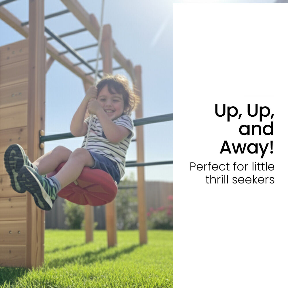 Ultimate Outdoor Monkey Bars Playset Frame, with Climbing Wall, Disc Swing, Rope Ladder