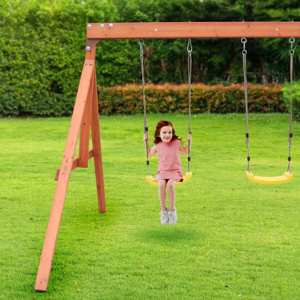 Outdoor Slide and Swing Play Set with Climbing Wall and Sandpit