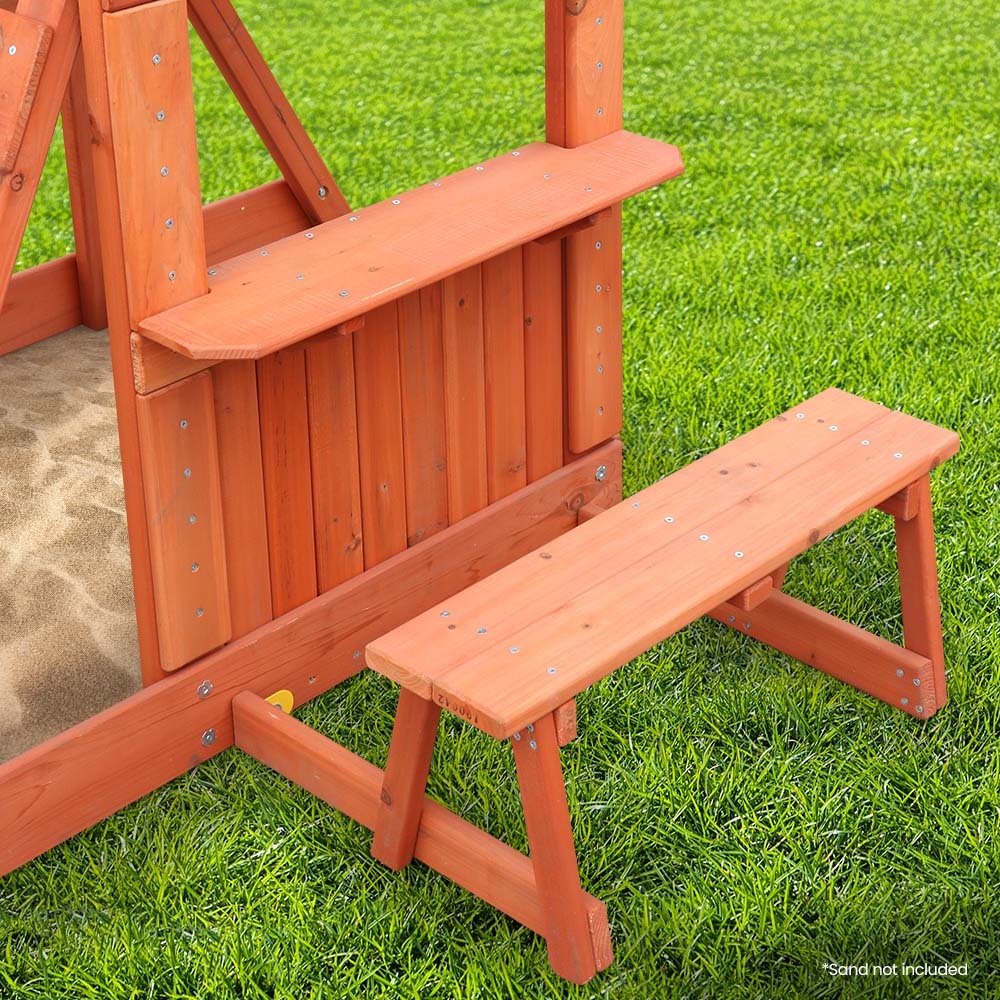 Outdoor Slide and Swing Play Set with Climbing Wall and Sandpit