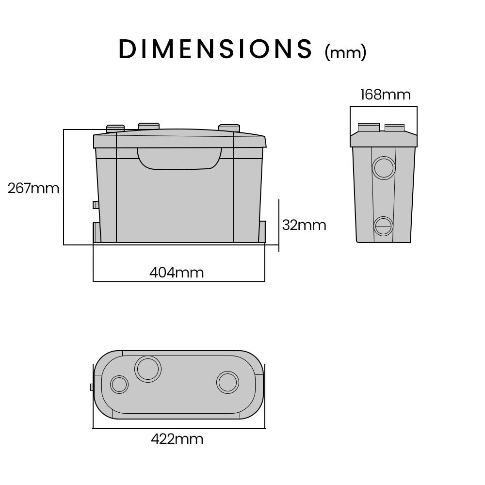 Grey Water Pump, with 3 Inlet, for House, Bathroom, Shower, Sink, Washing Machine