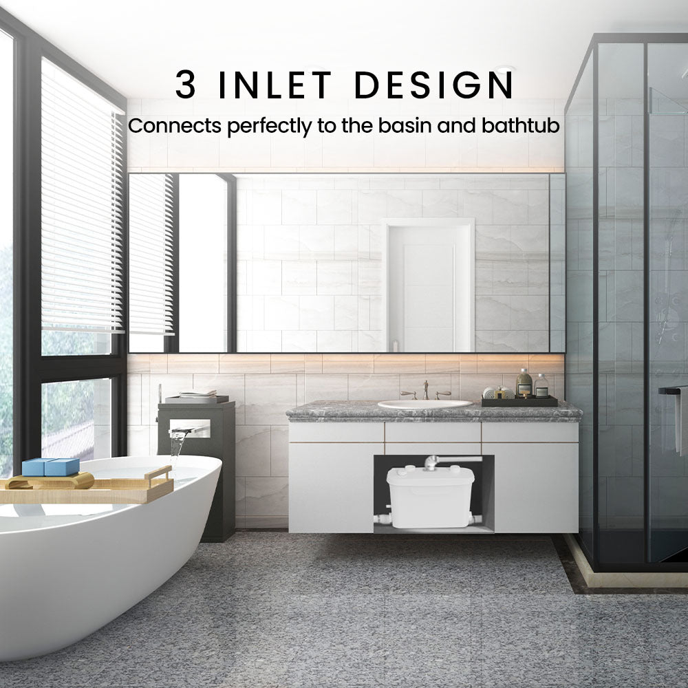 Grey Water Pump, with 3 Inlet, for House, Bathroom, Shower, Sink, Washing Machine