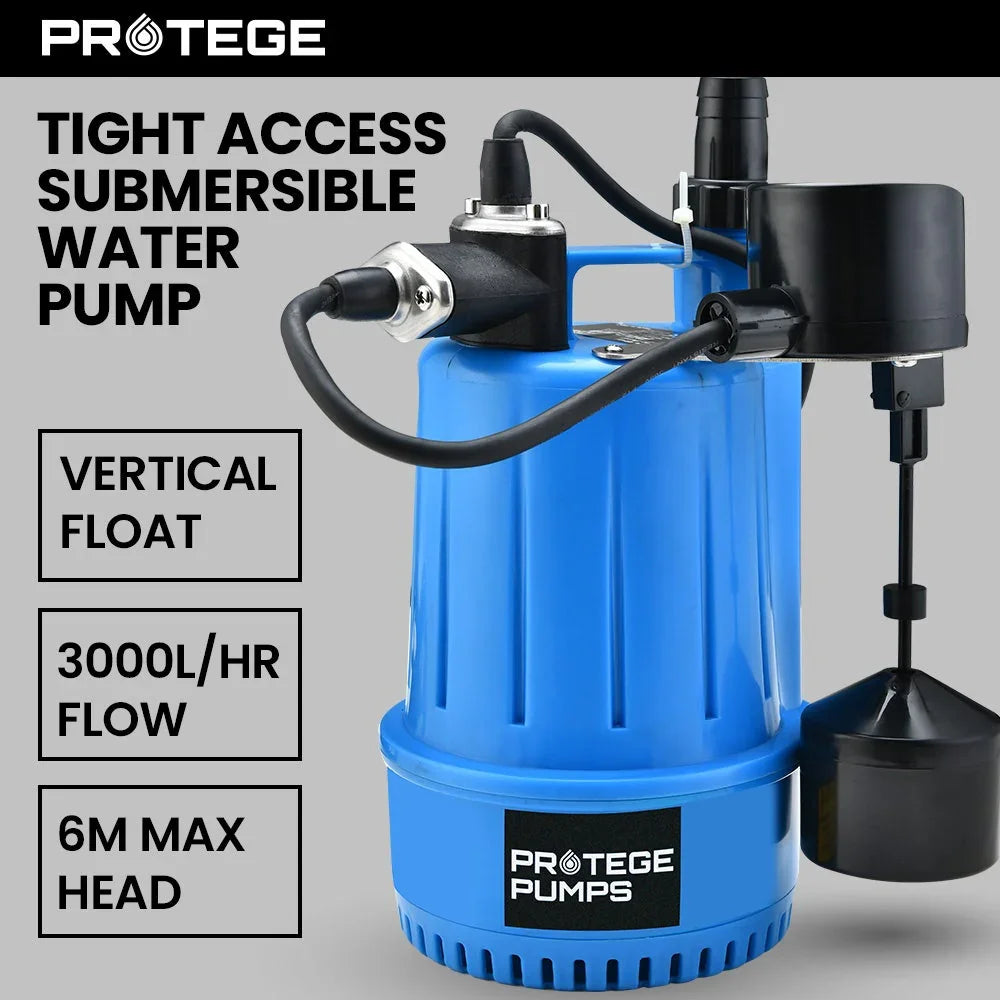 Tight Access Clean/Grey Water Submersible Sump Pump, Vertical Float Switch