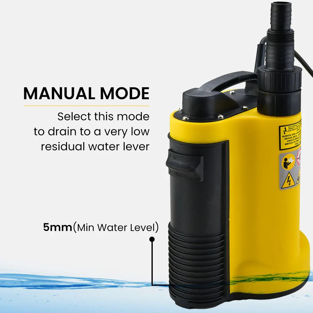 Tight Access Clean/Grey Water Submersible Sump Pump, Integrated Float Switch
