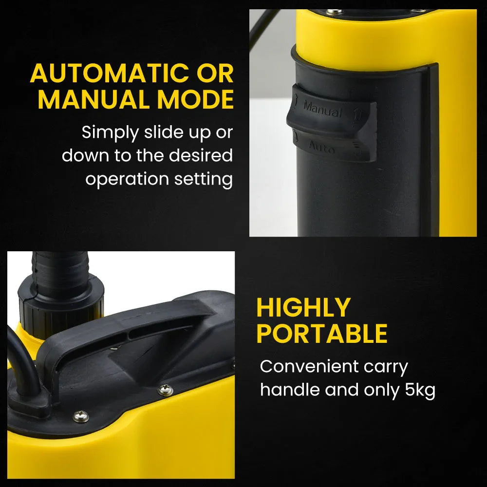 Tight Access Dirty Water Submersible Sump Pump, Integrated Float Switch