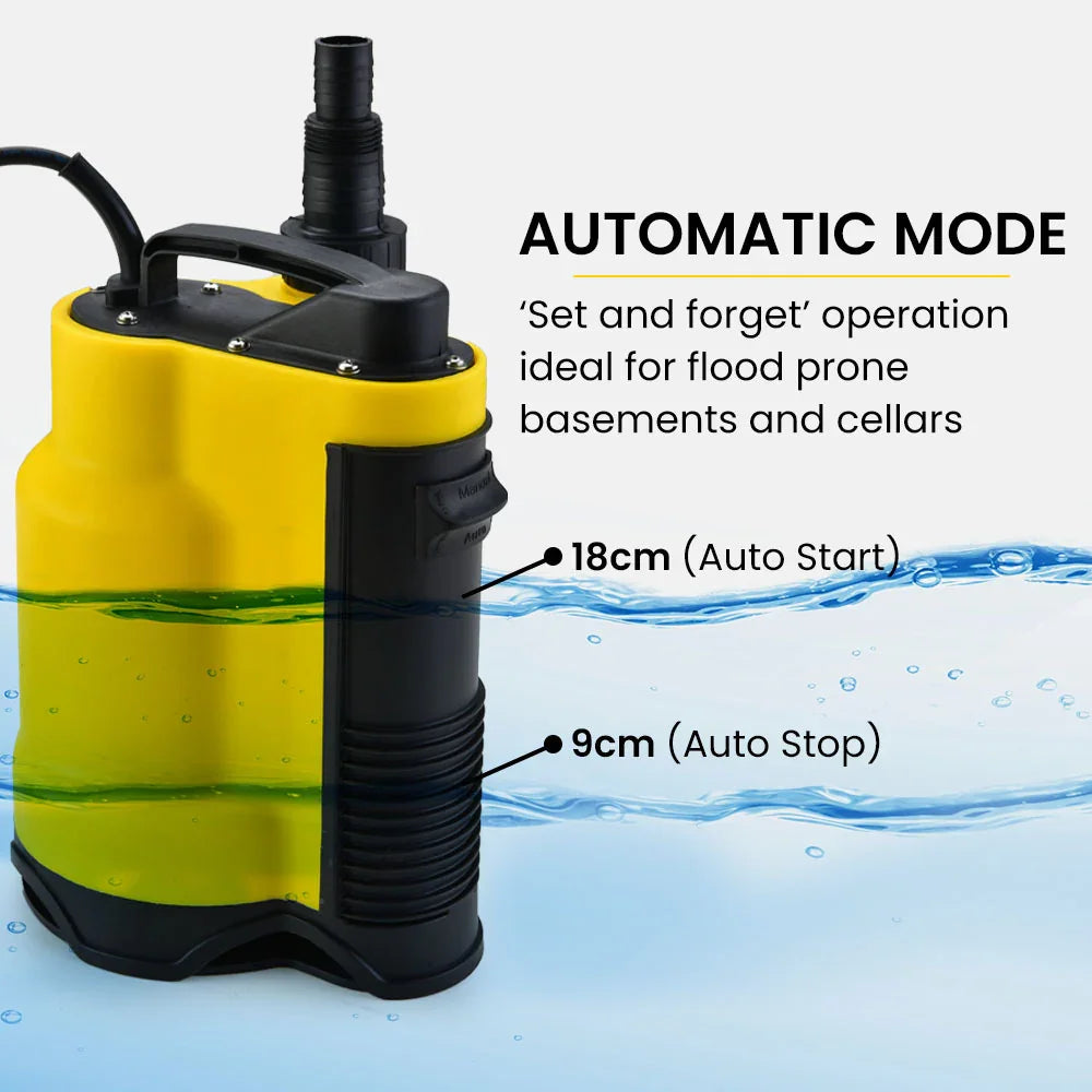 Tight Access Dirty Water Submersible Sump Pump, Integrated Float Switch