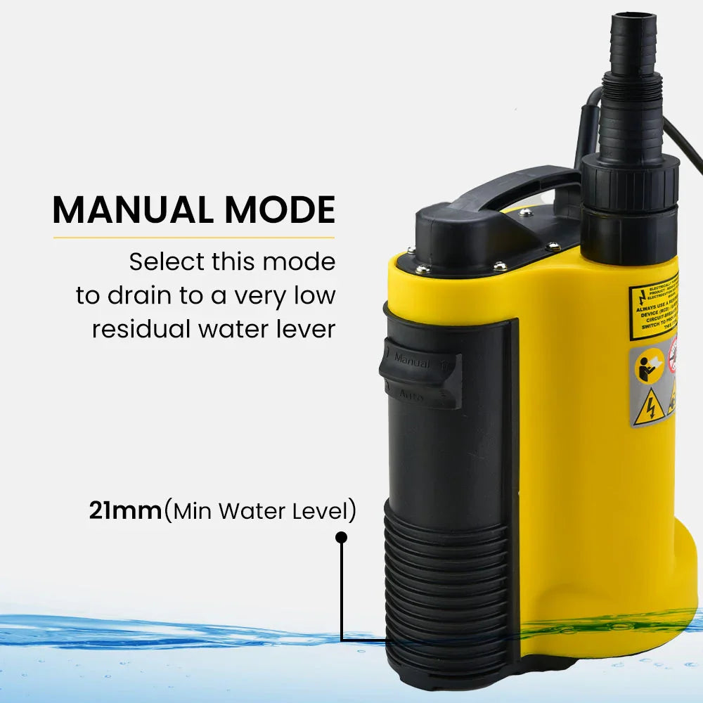 Tight Access Dirty Water Submersible Sump Pump, Integrated Float Switch