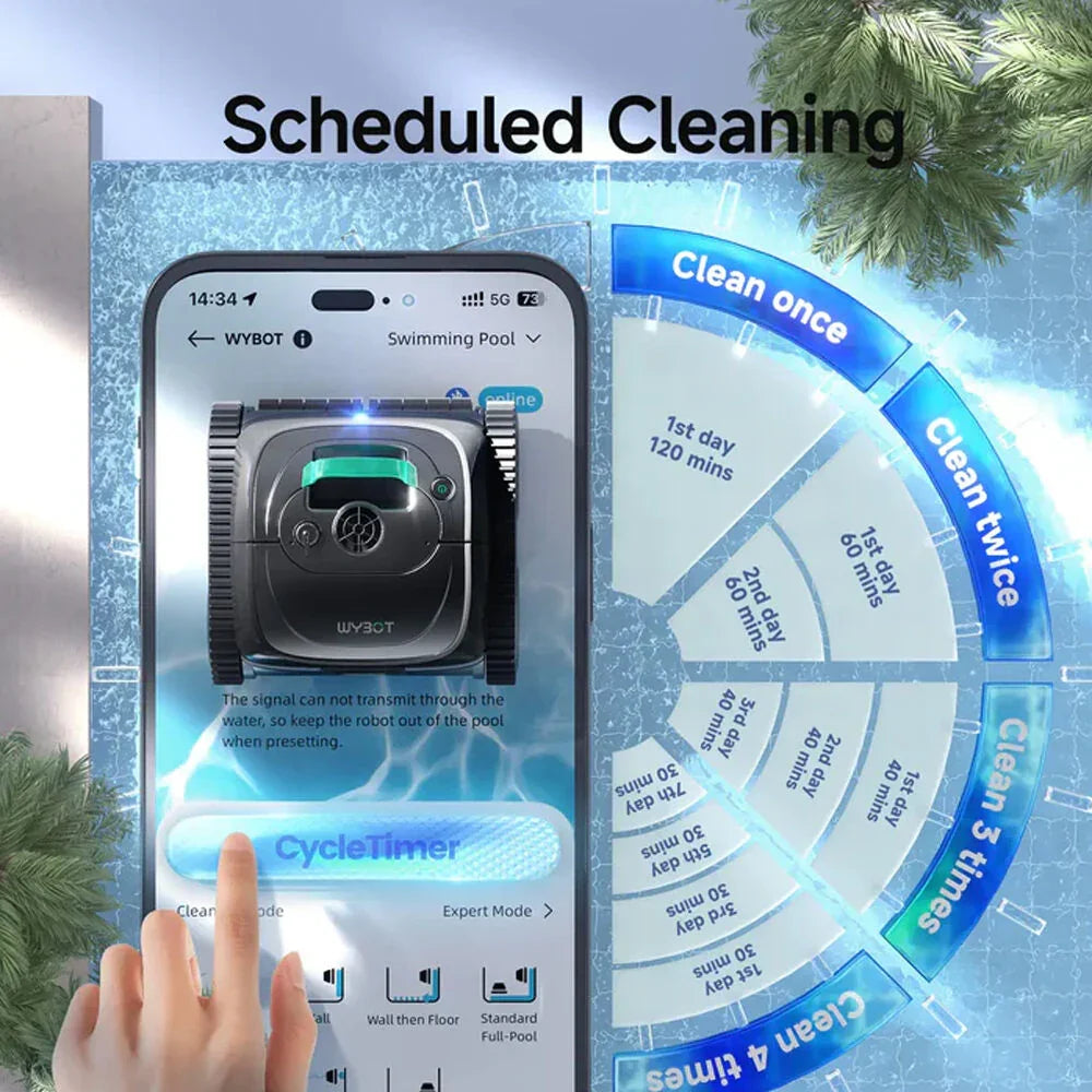 C1 Cordless Robotic Pool Cleaner, with APP Control, Auto Vacuum Robot, Wall & Waterline Cleaning, Above Ground Inground up to 150sqm