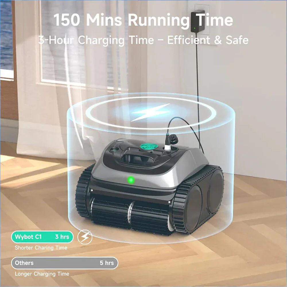 C1 Cordless Robotic Pool Cleaner, with APP Control, Auto Vacuum Robot, Wall & Waterline Cleaning, Above Ground Inground up to 150sqm