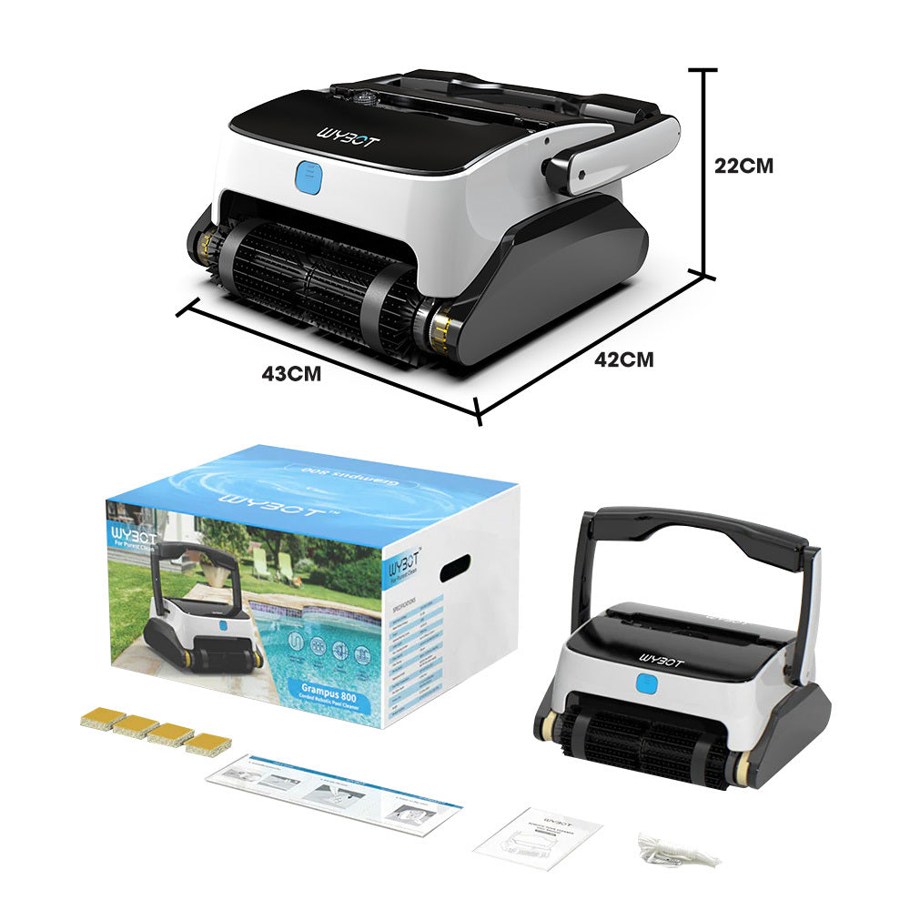 Grampus 800 Robotic Pool Cleaner, Automatic Vacuum with Quick Clean, Wall Climbing Capability, Powerful Triple Motors, Large Filter Baskets, Ideal for Large In-Ground Pools