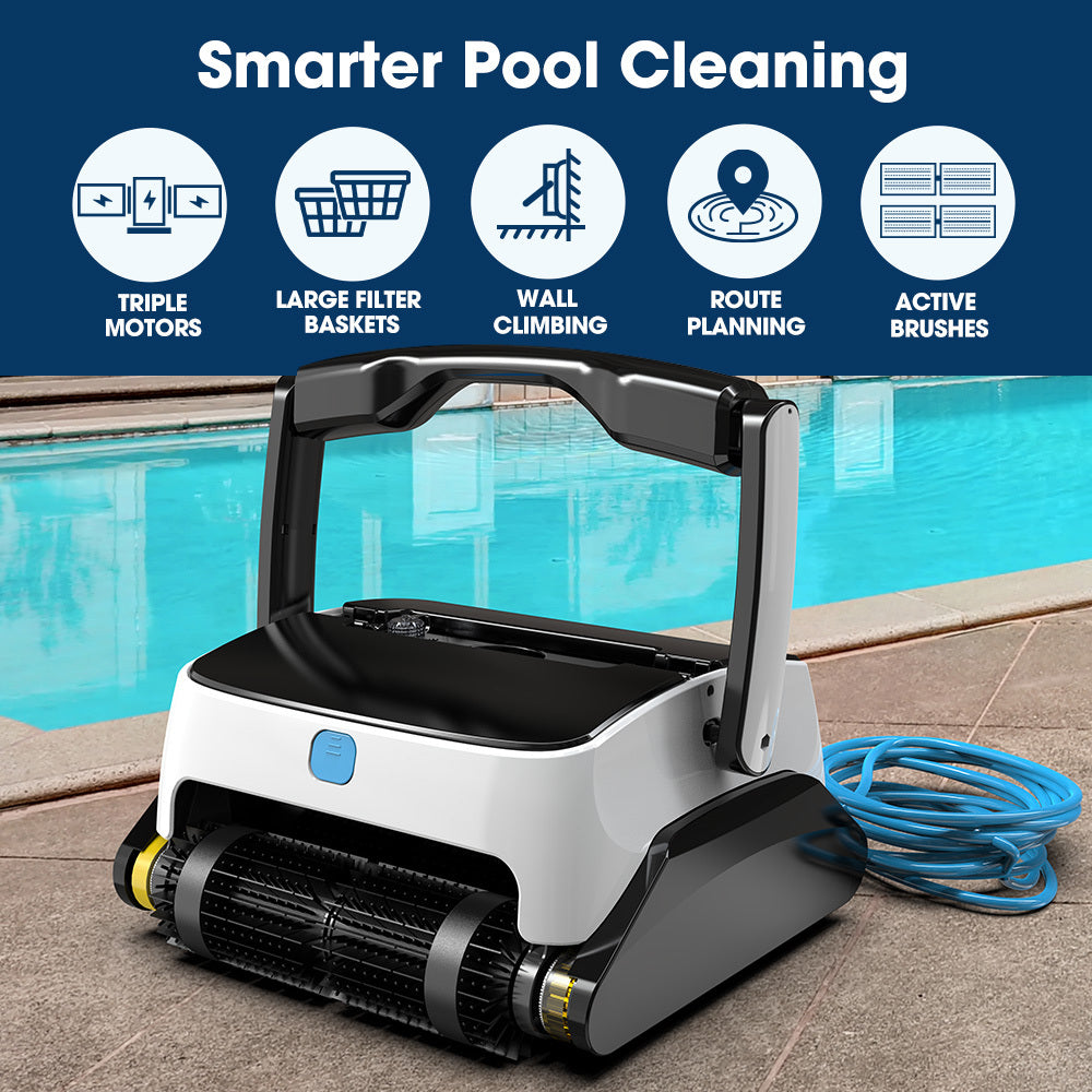 Grampus 800 Robotic Pool Cleaner, Automatic Vacuum with Quick Clean, Wall Climbing Capability, Powerful Triple Motors, Large Filter Baskets, Ideal for Large In-Ground Pools