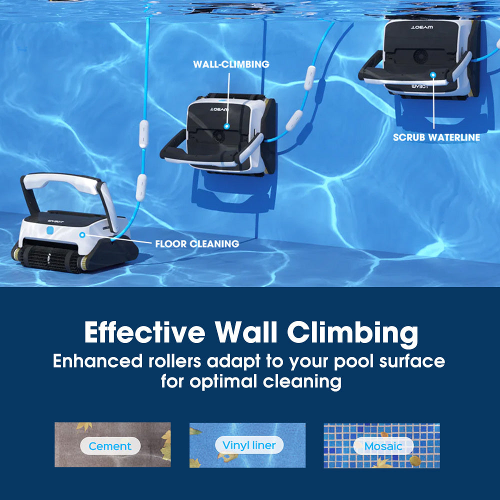 Grampus 800 Robotic Pool Cleaner, Automatic Vacuum with Quick Clean, Wall Climbing Capability, Powerful Triple Motors, Large Filter Baskets, Ideal for Large In-Ground Pools