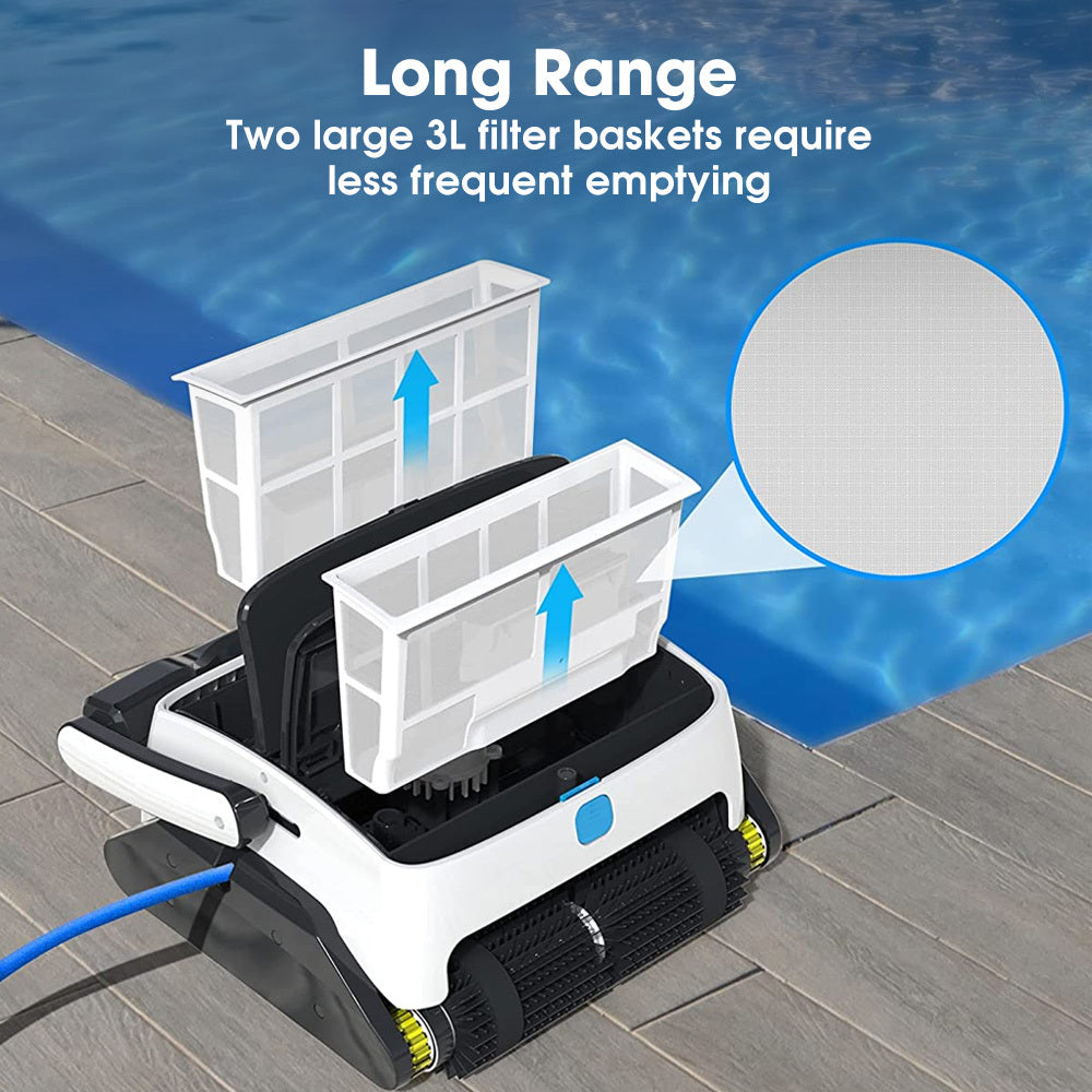 Grampus 800 Robotic Pool Cleaner, Automatic Vacuum with Quick Clean, Wall Climbing Capability, Powerful Triple Motors, Large Filter Baskets, Ideal for Large In-Ground Pools