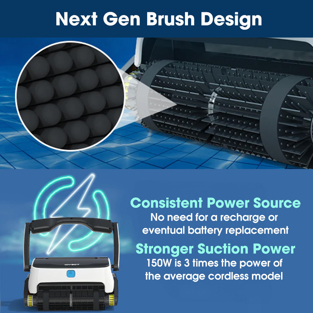 Grampus 800 Robotic Pool Cleaner, Automatic Vacuum with Quick Clean, Wall Climbing Capability, Powerful Triple Motors, Large Filter Baskets, Ideal for Large In-Ground Pools